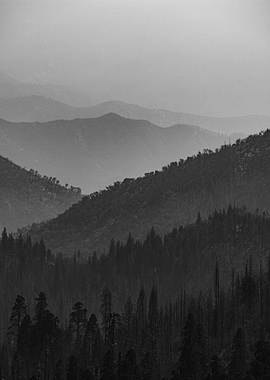 Monochrome Mountain Range Landscape