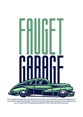 Fauget Garage Vintage Car Illustration