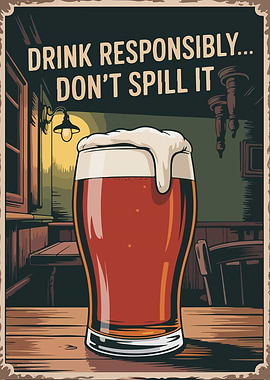 Drink Responsibly, Don't Spill It Poster