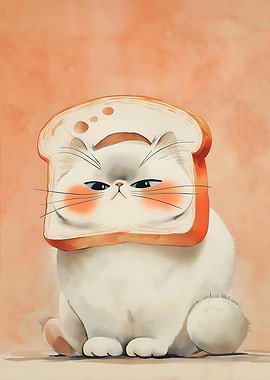 Cat with Toast Slice Hat