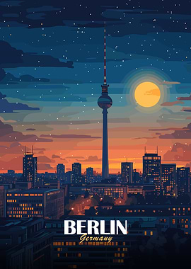 Berlin, Germany Cityscape at Night
