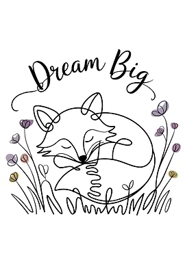 Dream Big Fox Line Art