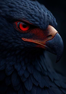 Black Eagle with Red Eye Portrait