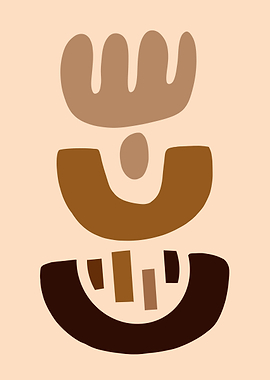 Abstract Brown Shapes on Beige Background