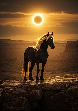 Majestic Horse Under Solar Eclipse