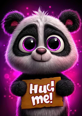 Cute Panda with Hug Me Sign