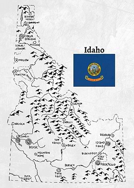 Hand Drawn Map of Idaho