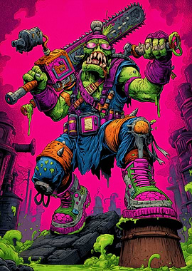 Mutant Warrior with Chainsaw Weapon