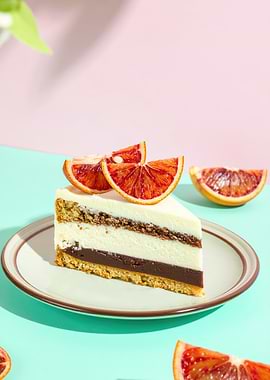 Slice of Cake with Blood Oranges