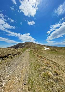 Mountain Trail Under Blue Sky