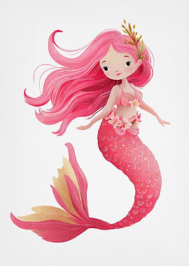 Cute Pink Mermaid Illustration