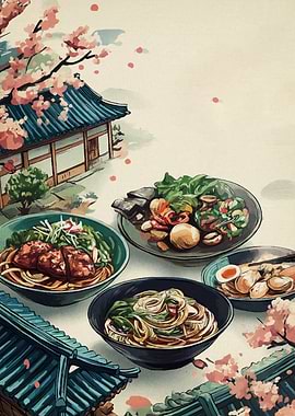 Japanese Cuisine with Cherry Blossom Ambiance