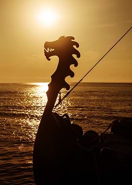Viking Ship at Sunset