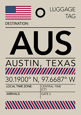 AUS Austin, Texas Airport Luggage Tag