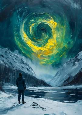 Winter Landscape with Celestial Swirl