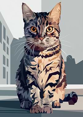 Stylized Tabby Cat Portrait