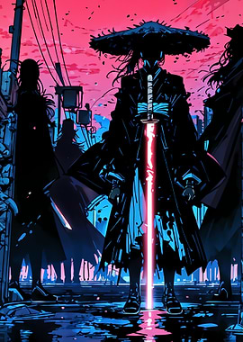 Samurai with Glowing Sword