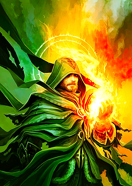 Hooded Mage with Fireball