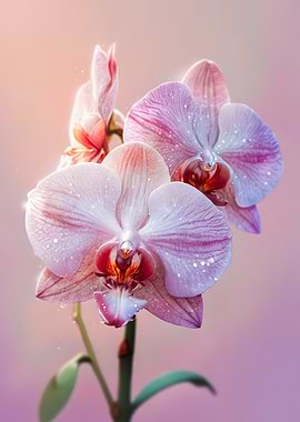 Pink Orchid Blossom with Glitter