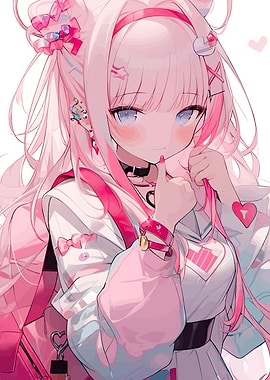 Anime Girl with Pink Hair