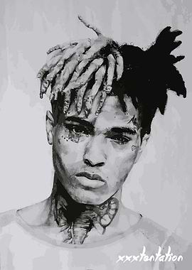 XXXTentacion Portrait in Black and White