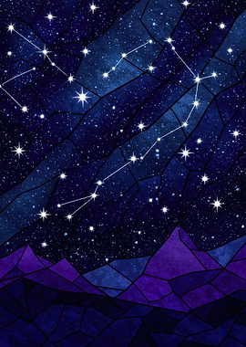 Stained Glass Constellations Night Sky