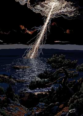 Lightning over the Sea