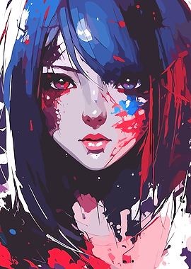 Girl Portrait with Abstract Splatters