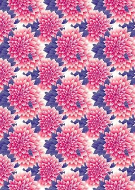 Floral Pattern with Pink Dahlias