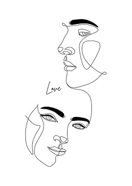 Minimalist Line Art: Faces and Love