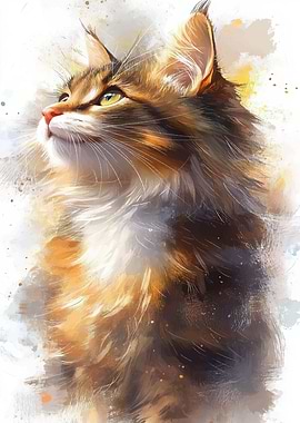 Watercolor Cat Portrait