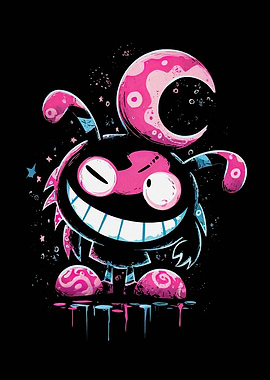 Cartoon Monster with Moon