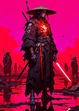 Cyberpunk Samurai with Glowing Sword