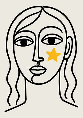 Minimalist Woman Portrait with Star