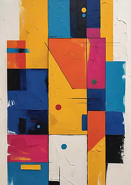 Abstract Geometric Painting with Bold Colors