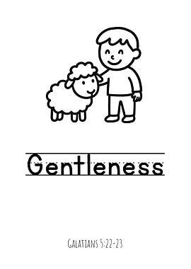 Gentleness - Child Petting Lamb Fruit of the Spirit Art