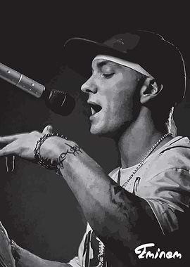 Eminem in Black and White Portrait