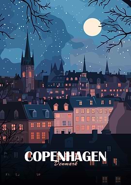 Copenhagen, Denmark at Night