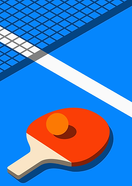 Table Tennis Still Life Illustration