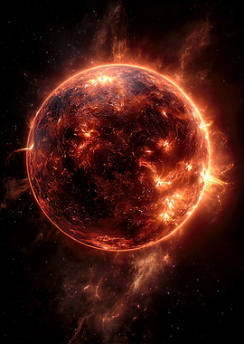 Fiery Sun in Space