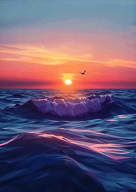Low Poly Ocean Sunset