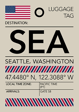 SEA Seattle, Washington Airport Luggage Tag