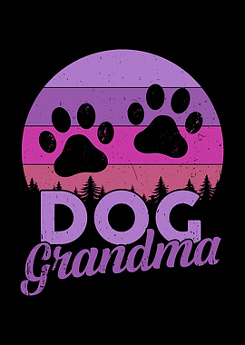 Dog Grandma Retro Sunset