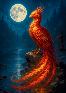 Phoenix under the moonlight