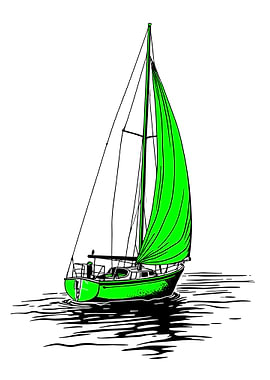 Green Sailboat on Water