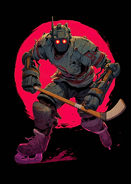 Robotic Hockey Player with Glowing Eyes