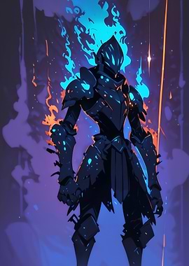 Armored Knight with Blue Flames