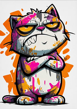 Grumpy Cat Colorful Graffiti Art