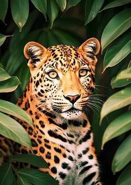 Leopard Portrait in Lush Greenery