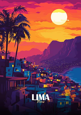 Lima, Peru Cityscape at Sunset